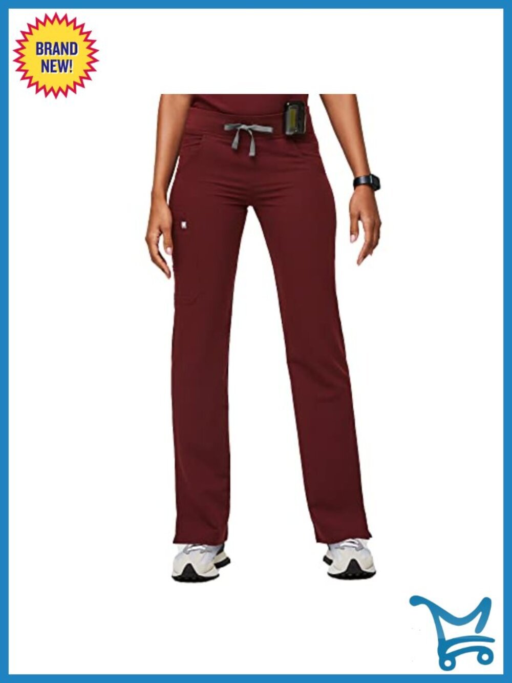 Classic Fit Scrub Pants, Straight Leg, 4 Pockets, Yoga Waistband, Anti-Wrinkle